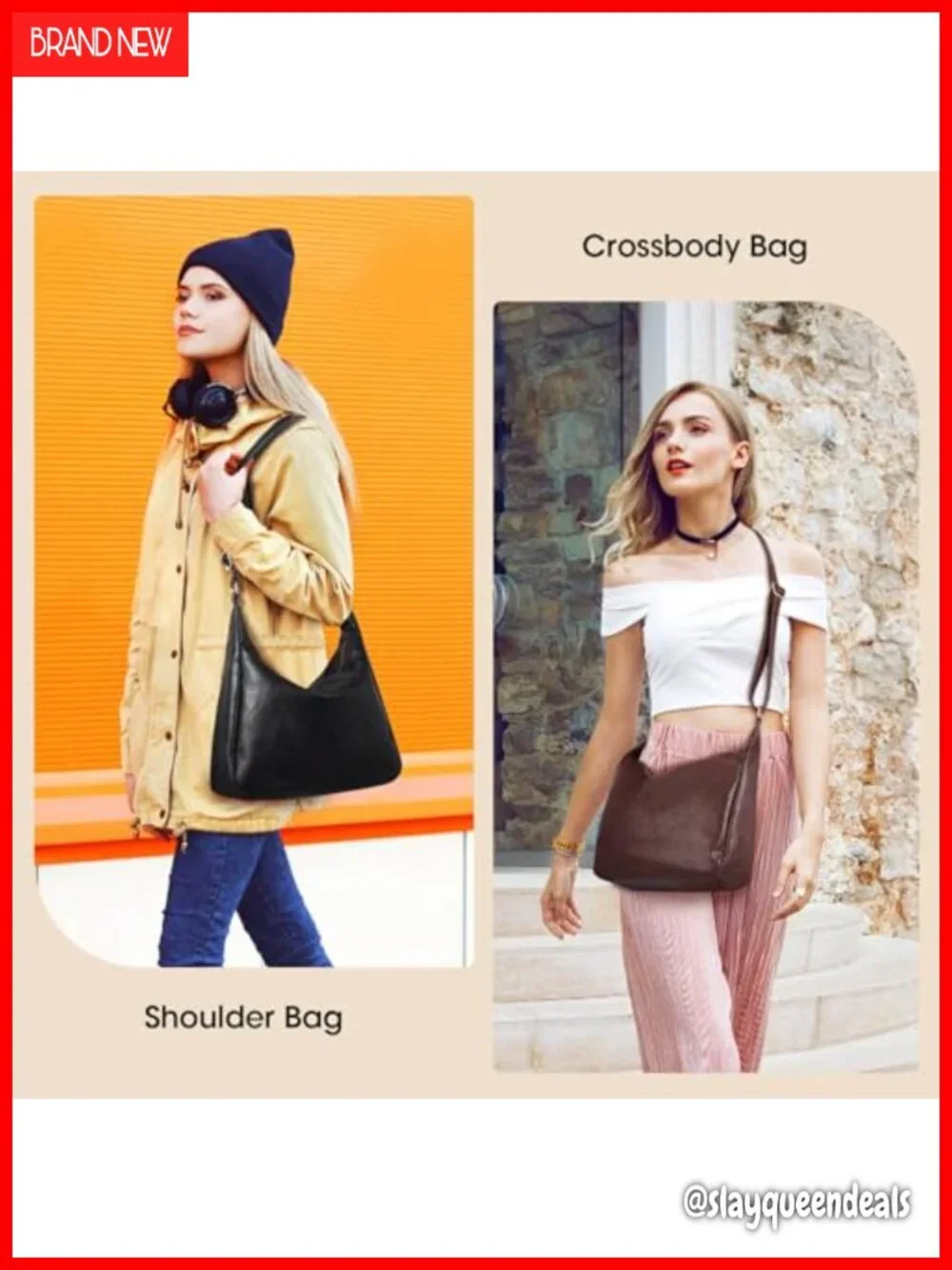 Vegan Leather Hobo Crossbody Bag 13.5